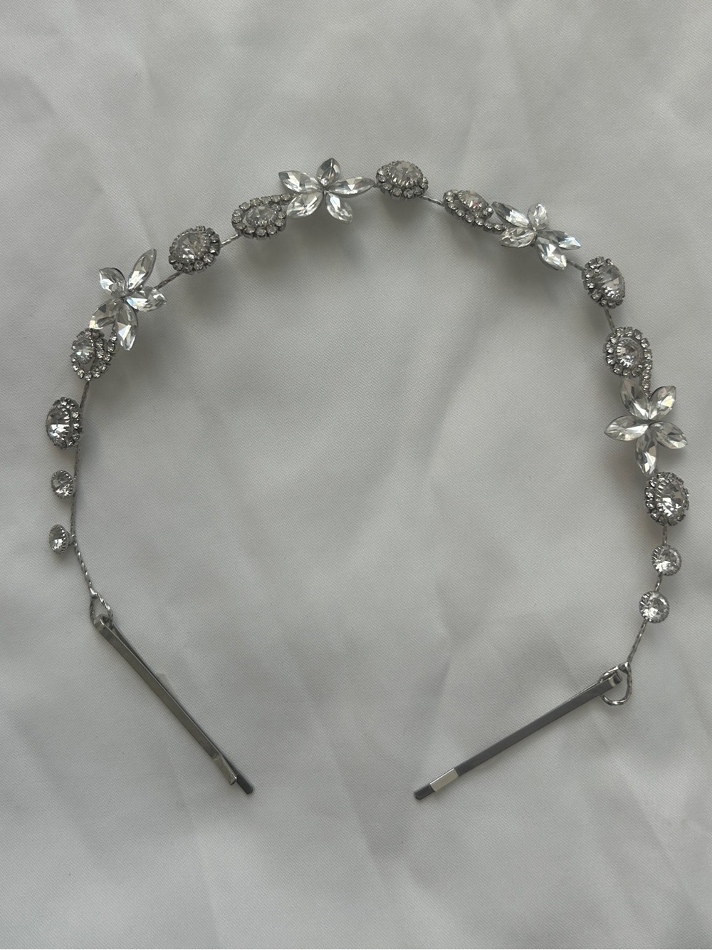 Women's Silver Rhinestone Crystal Floral Headband Hair Vine Accessory Coquette